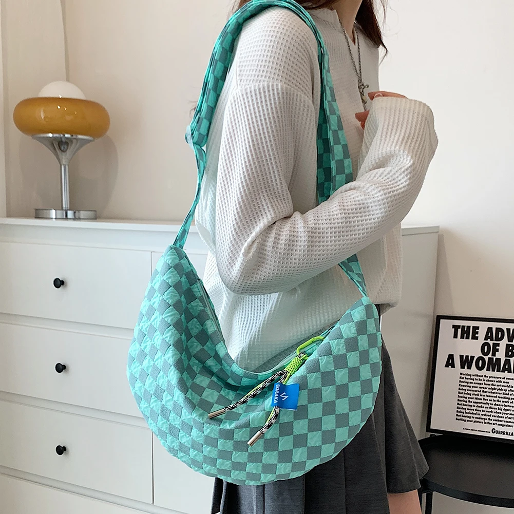 Embroidery Keychain - Plaid Women Messenger Bag Fashion Half