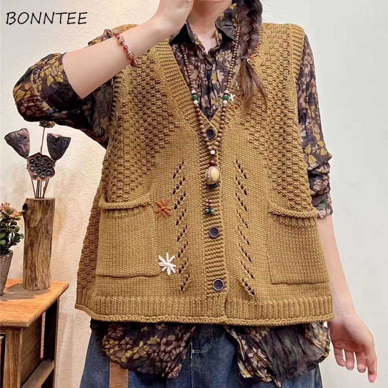 Embroidery Thread Yarn - Vintage Sweater Vests Women Elegant Knitting