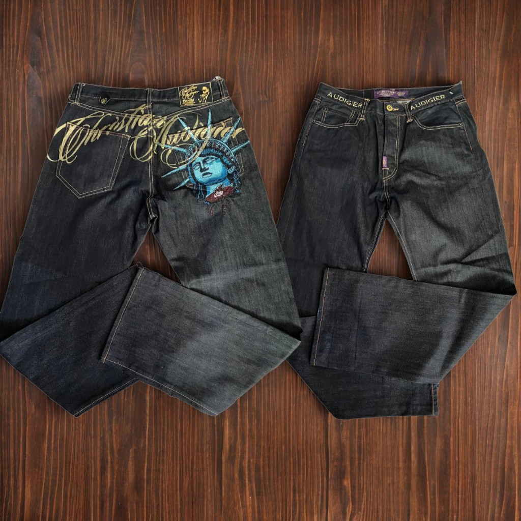 Embroidery Jeans Sakura - Vintage 90s Gothic Y2k liberty Sequin