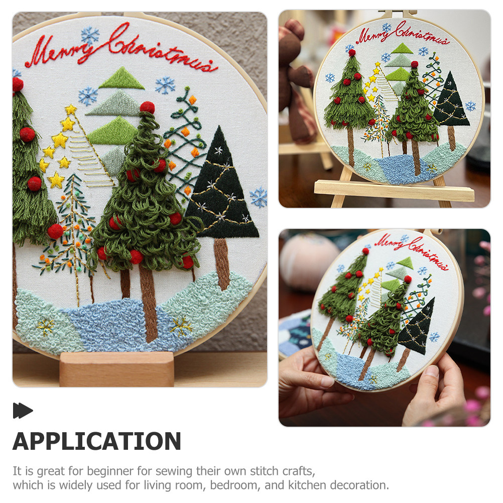 Embroidery Xmas Decorations - Christmas Embroidery Kit 20cm Hoop Xmas