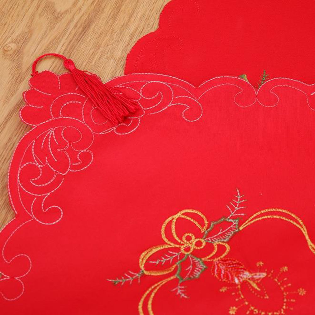 Embroidery Xmas Decorations - Christmas Embroidery Table Runner Pattern Red