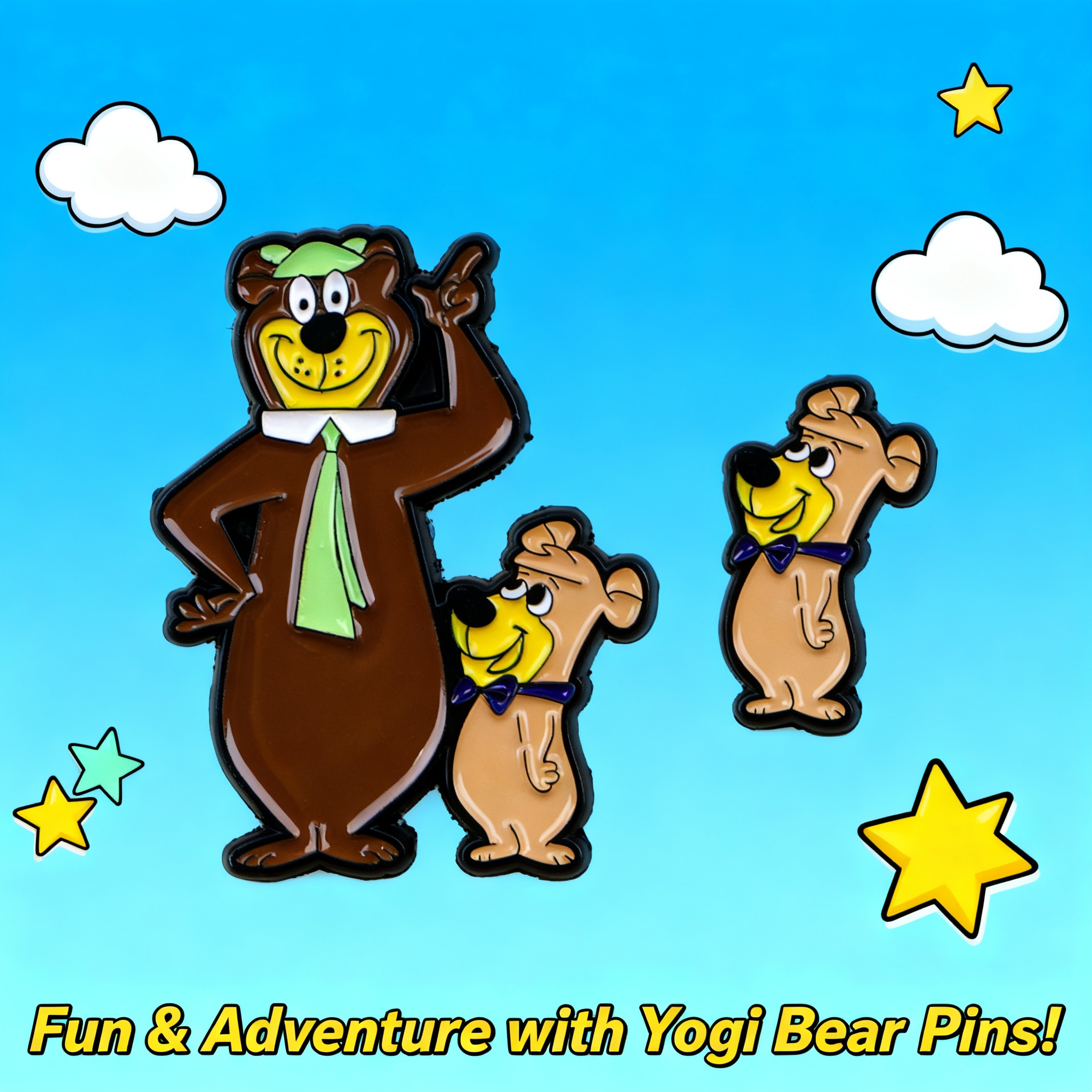 Embroidery Illustration - Cute Bear Enamel Pin Cartoon Badges