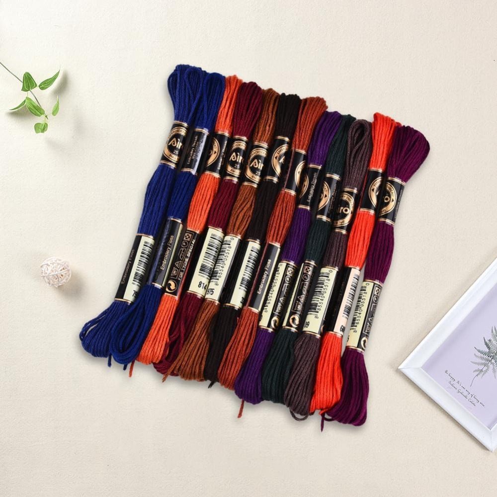 12 Skeins 6 Strands Hand Varie - مراجعة Embroidery Thread Yarn وسعره