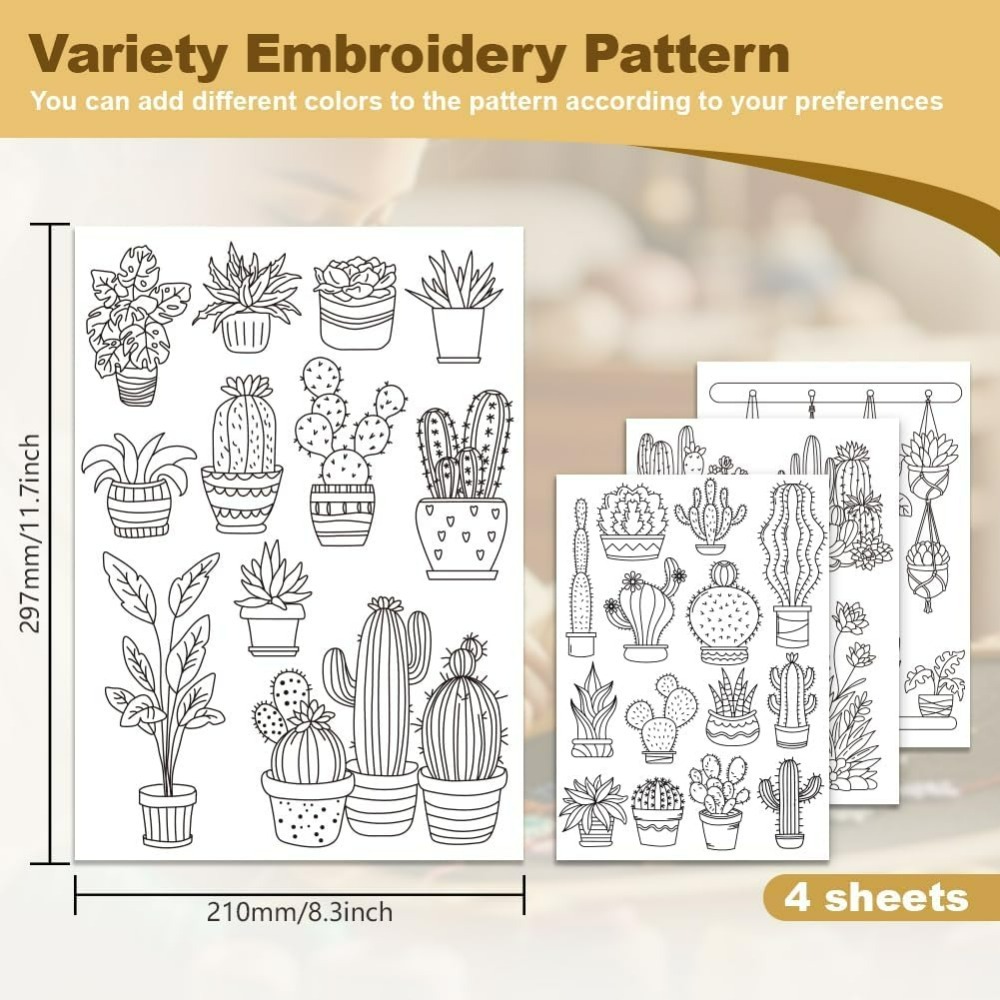 30Pcs Bonsai Cactus Embroidery - مراجعة Embroidery Pattern وسعره