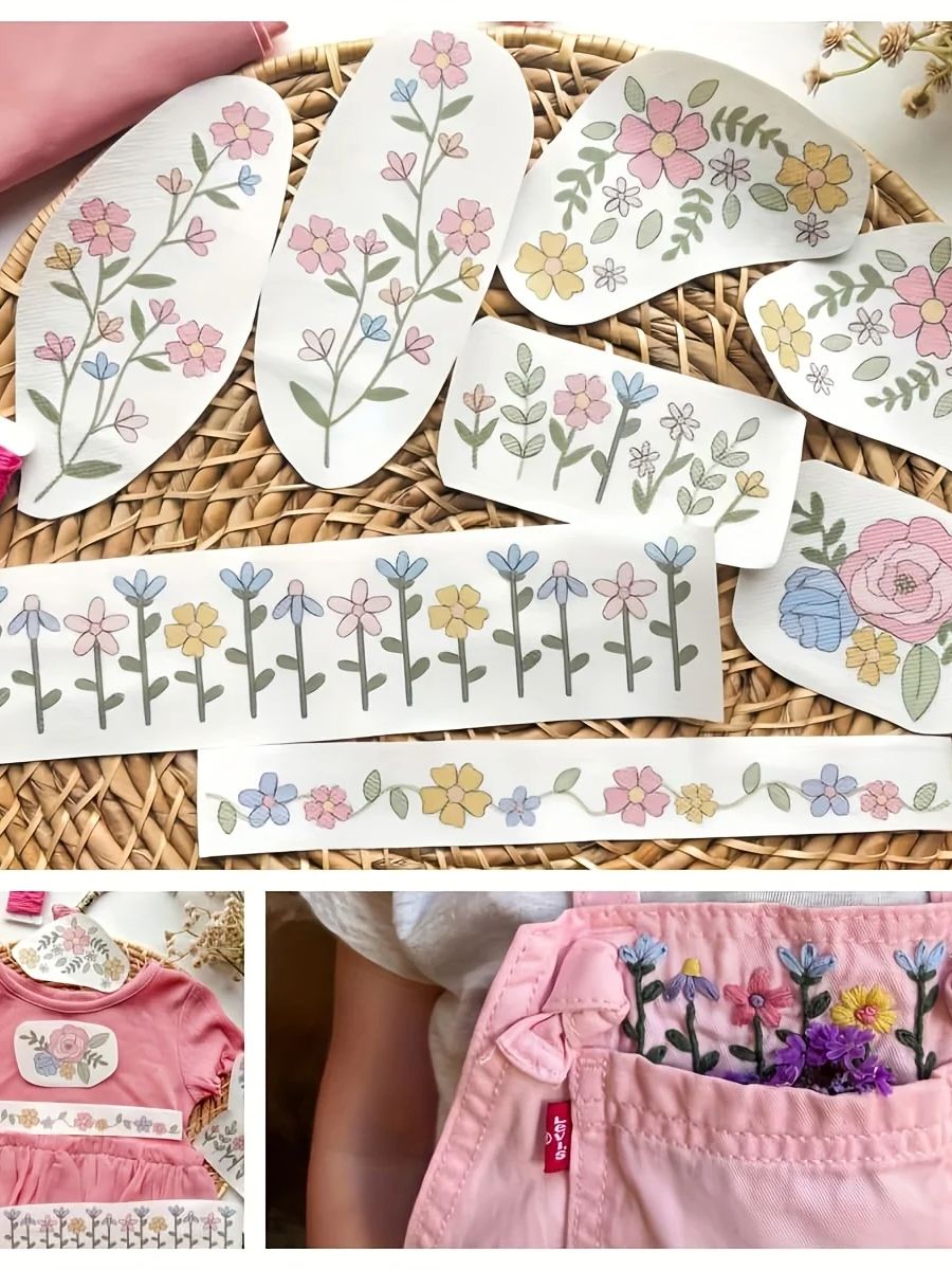 1 Set of 8pcs Colorful Graphic - مراجعة Embroidery Web وسعره
