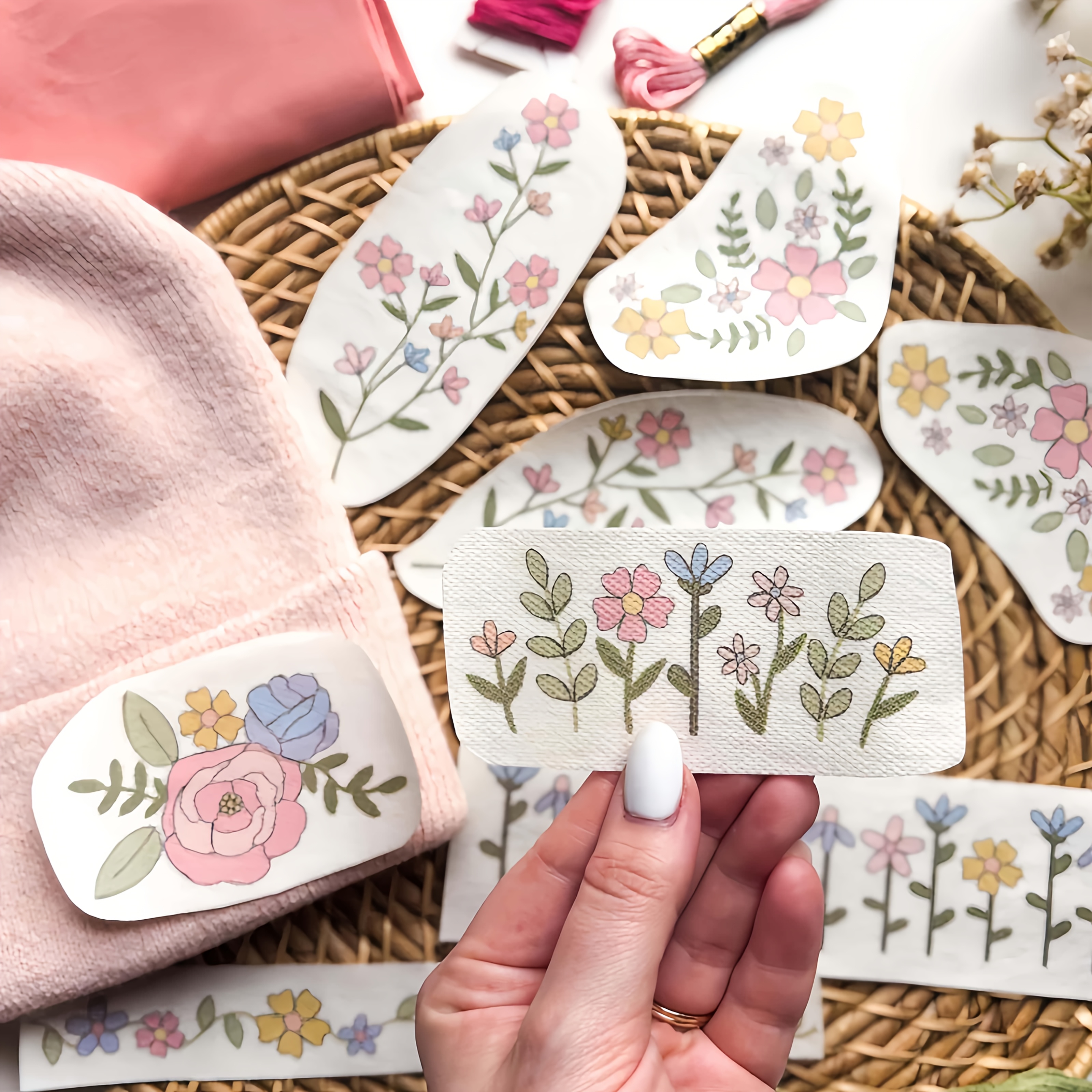 1 Set of 8pcs Colorful Graphic - مراجعة Embroidery Web وسعره