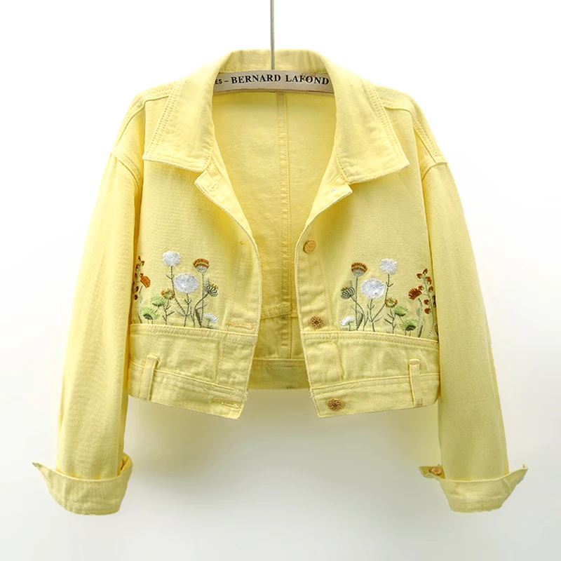 Fashion Yellow Denim Jacket Wo - مراجعة Embroidery Yellow وسعره