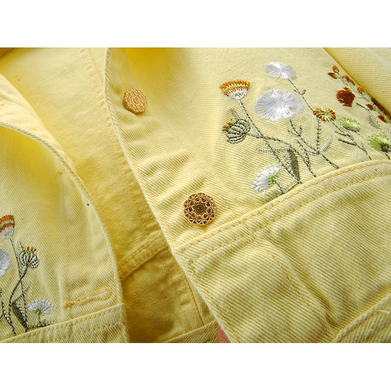 Fashion Yellow Denim Jacket Wo - مراجعة Embroidery Yellow وسعره