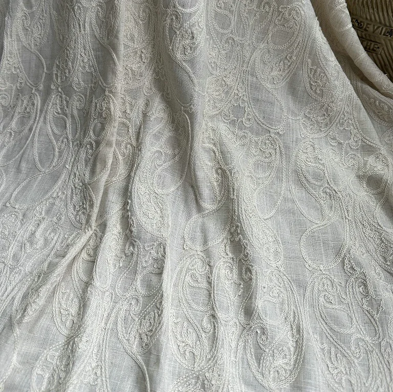 Pure linen base fabric with co - مراجعة Embroidery Chain Stitch وسعره