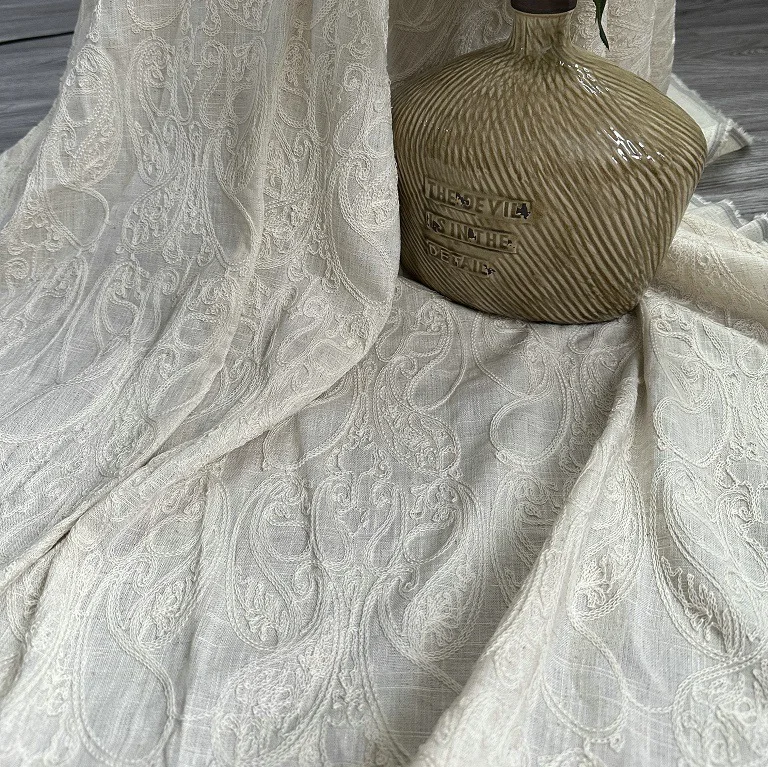 Pure linen base fabric with co - مراجعة Embroidery Chain Stitch وسعره