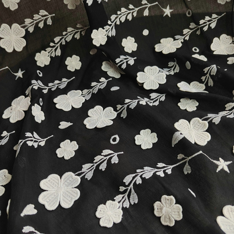 Black 3D Embroidery Cotton Clo - مراجعة Embroidery Design 3D وسعره