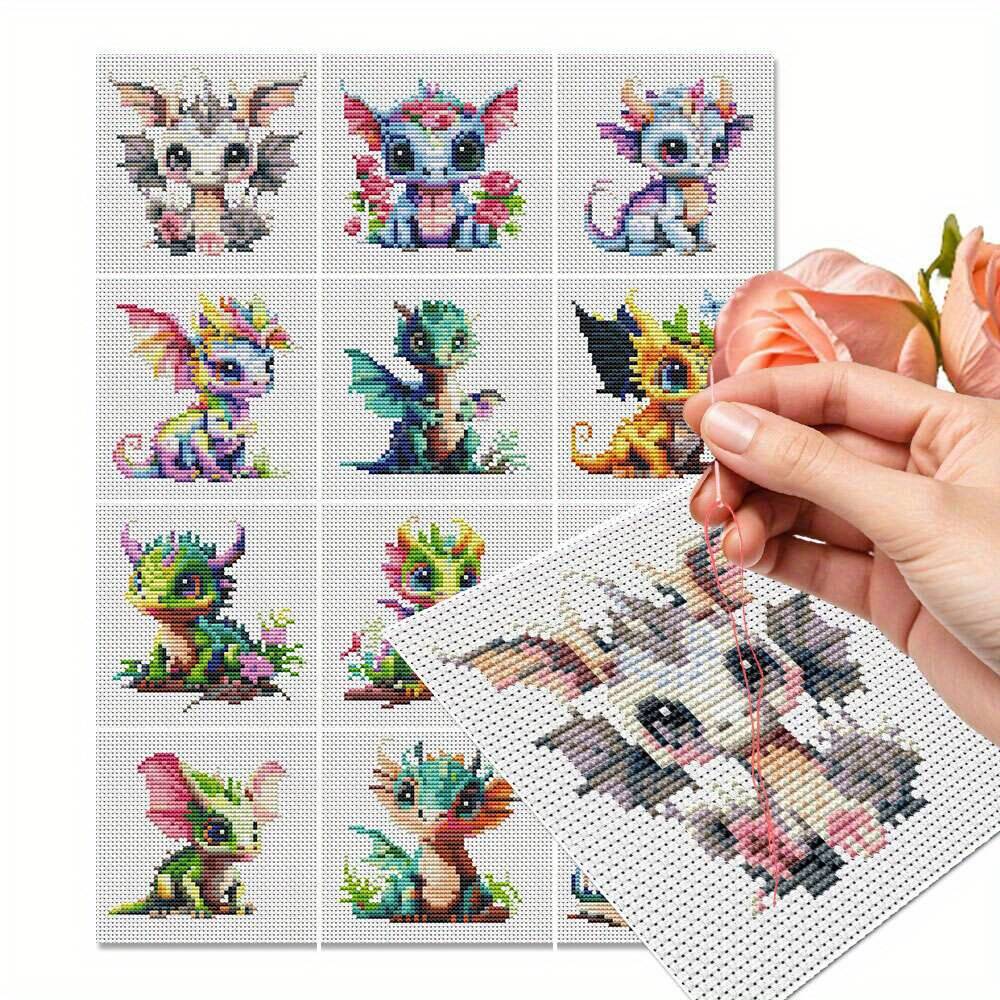 12Pcs Dragon Cross Stitch 11CT - مراجعة Embroidery X Stitch وسعره