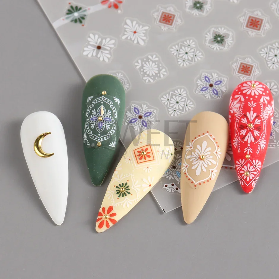 3D Bohemian Matte New Nail Sti - مراجعة Embroidery Design 3D وسعره
