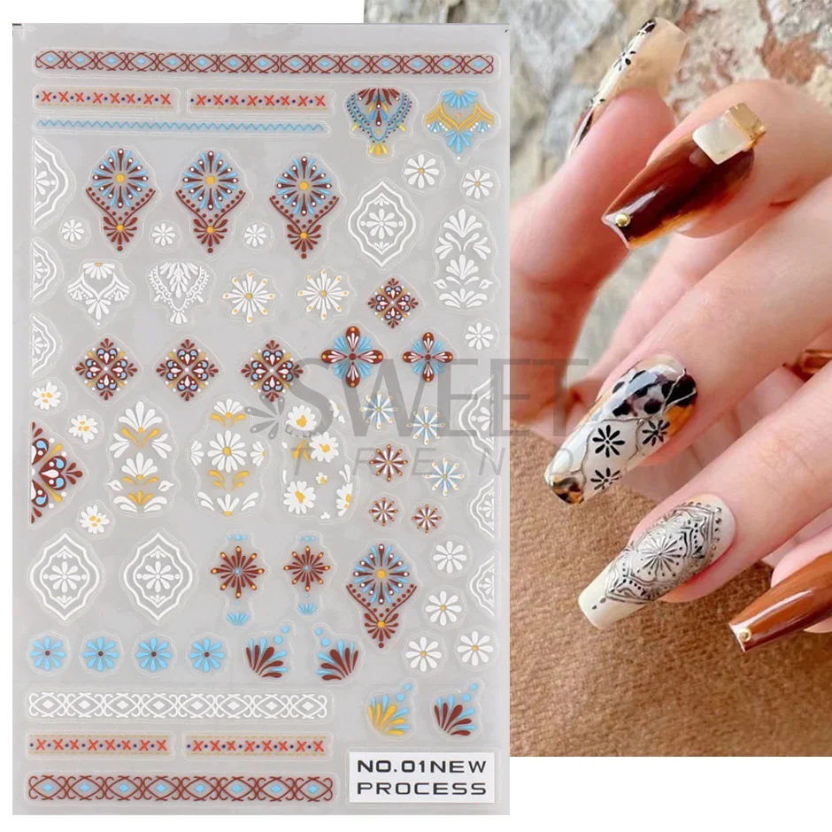 3D Bohemian Matte New Nail Sti - مراجعة Embroidery Design 3D وسعره