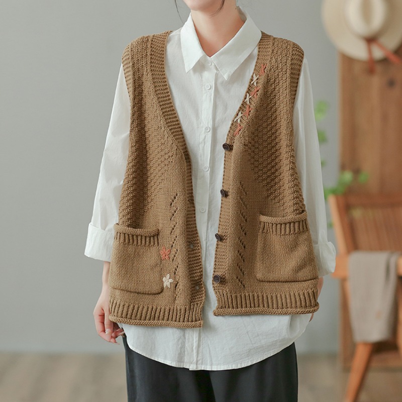 Vintage Sweater Vests Women El - مراجعة Embroidery Thread Yarn وسعره