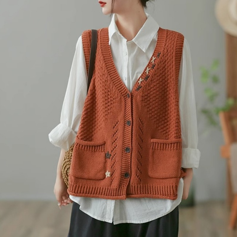 Vintage Sweater Vests Women El - مراجعة Embroidery Thread Yarn وسعره