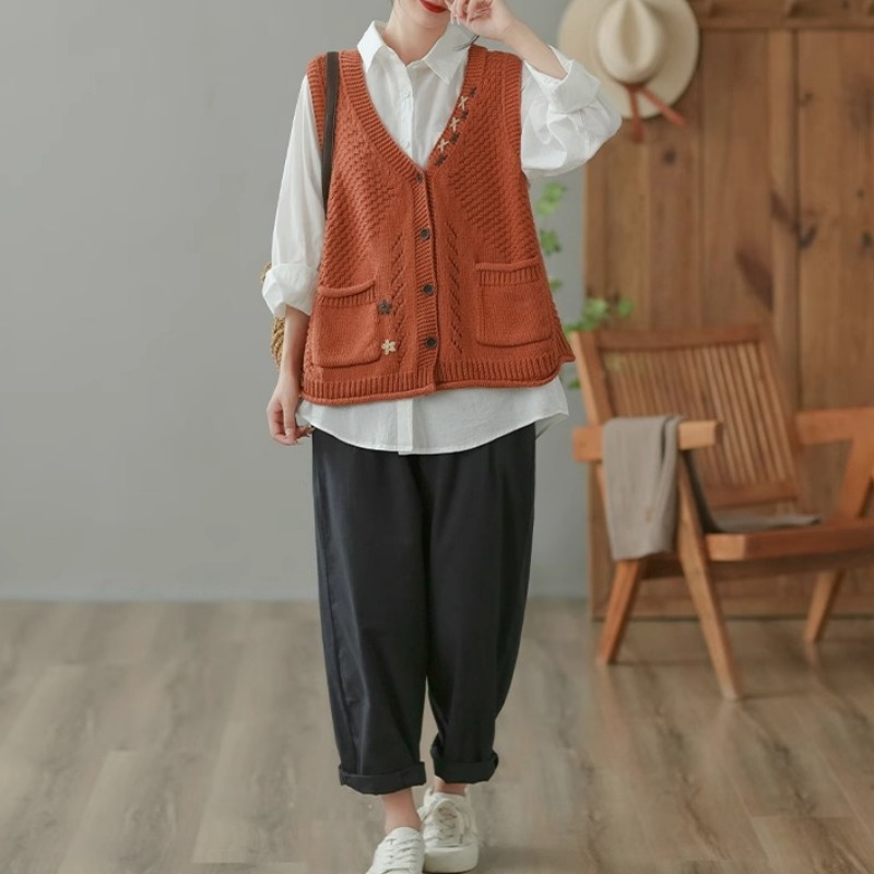 Vintage Sweater Vests Women El - مراجعة Embroidery Thread Yarn وسعره