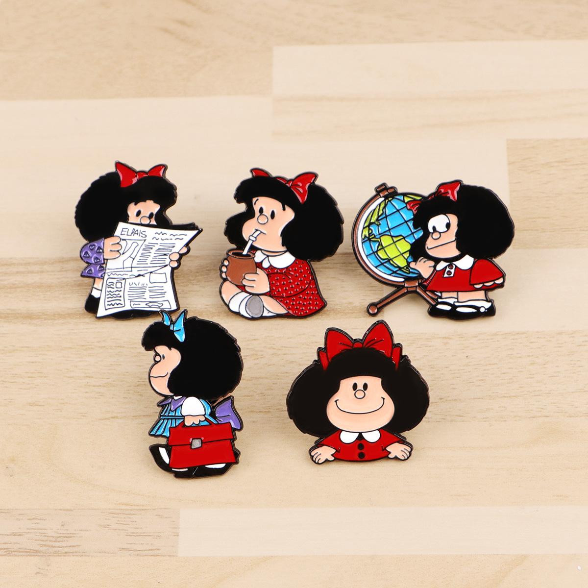 5pcs Cute Girl Enamel Pin Set  - مراجعة Embroidery Illustration وسعره