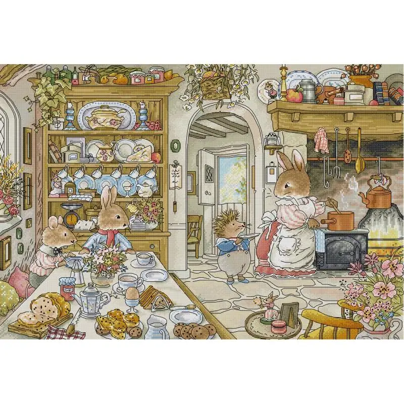 Rabbit's Kitchen Cartoon Anima - مراجعة Embroidery X Stitch وسعره