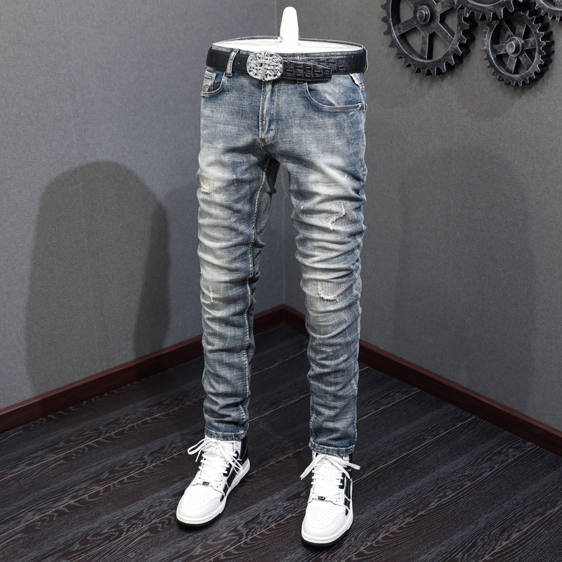 Fashion Vintage Men Jeans High - مراجعة Embroidery Effect وسعره