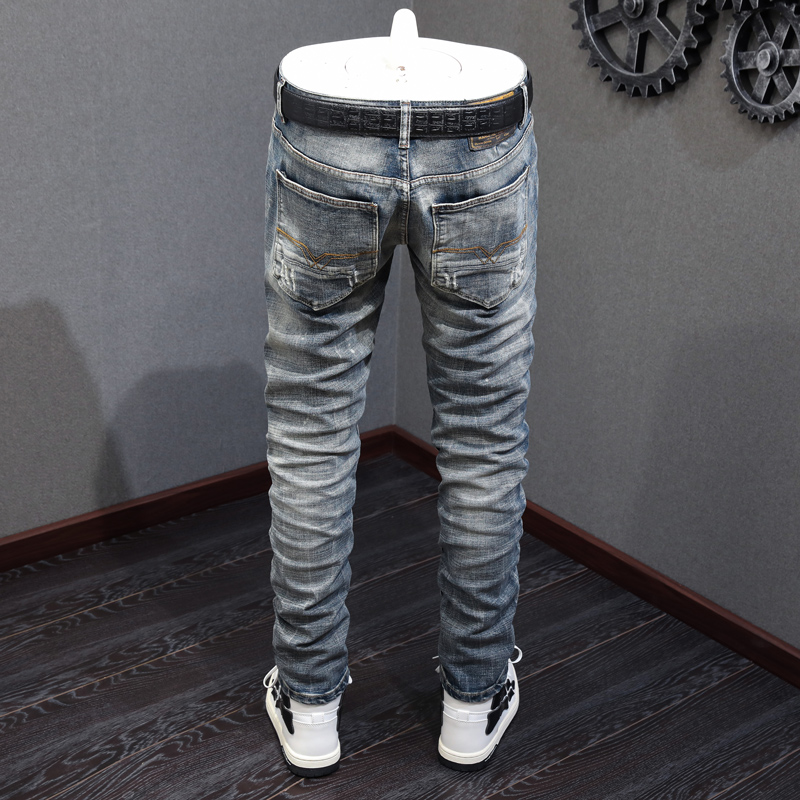 Fashion Vintage Men Jeans High - مراجعة Embroidery Effect وسعره