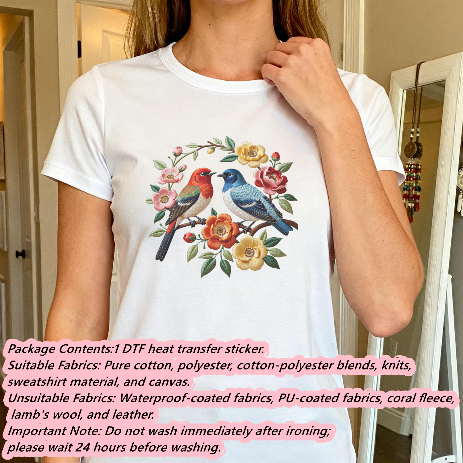 1 Piece of Bird Pattern Clothi - مراجعة Embroidery Pattern وسعره