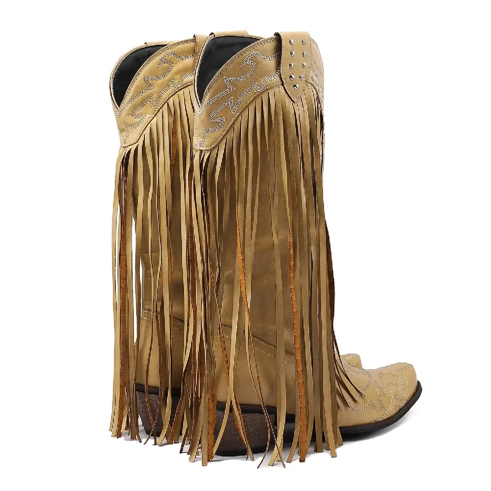 Fringe Rivet Western Women Mid - مراجعة Embroidery Yellow وسعره