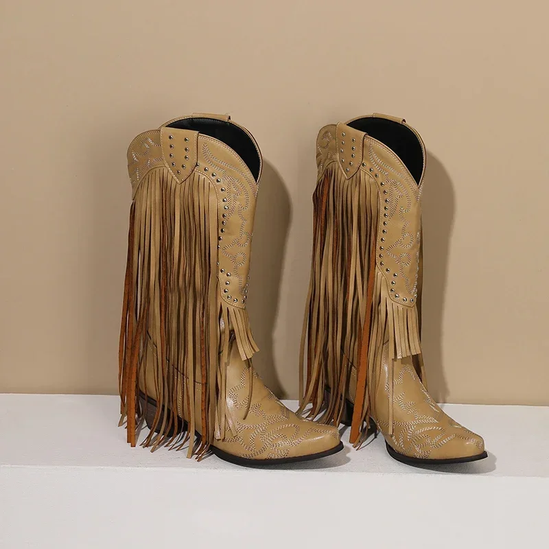 Fringe Rivet Western Women Mid - مراجعة Embroidery Yellow وسعره