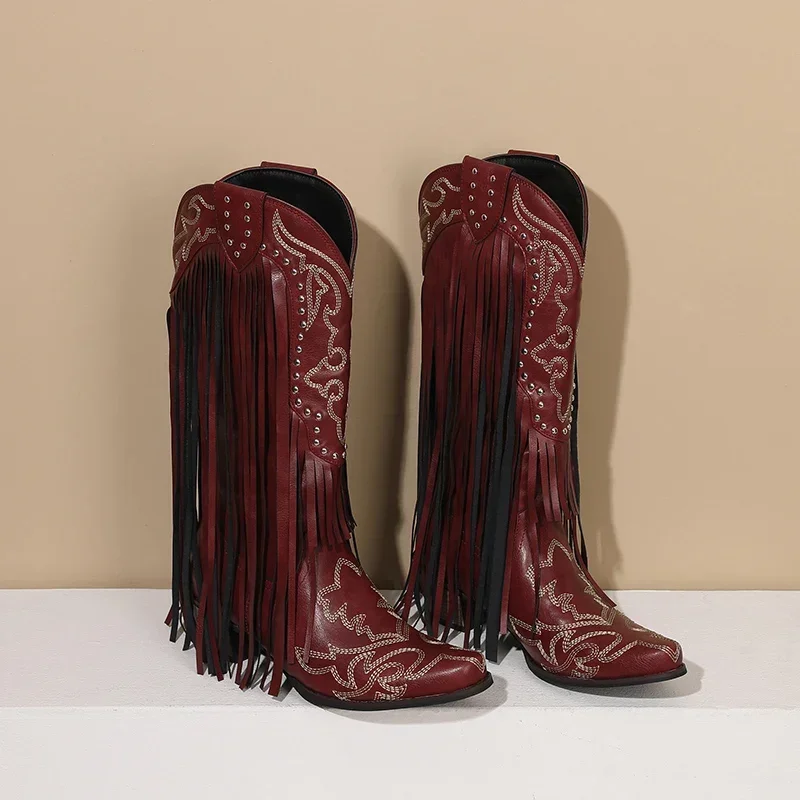 Fringe Rivet Western Women Mid - مراجعة Embroidery Yellow وسعره
