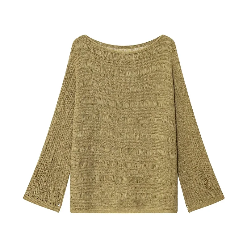 Vintage Boat Neck Knit Sweater - مراجعة Embroidery Fashion وسعره