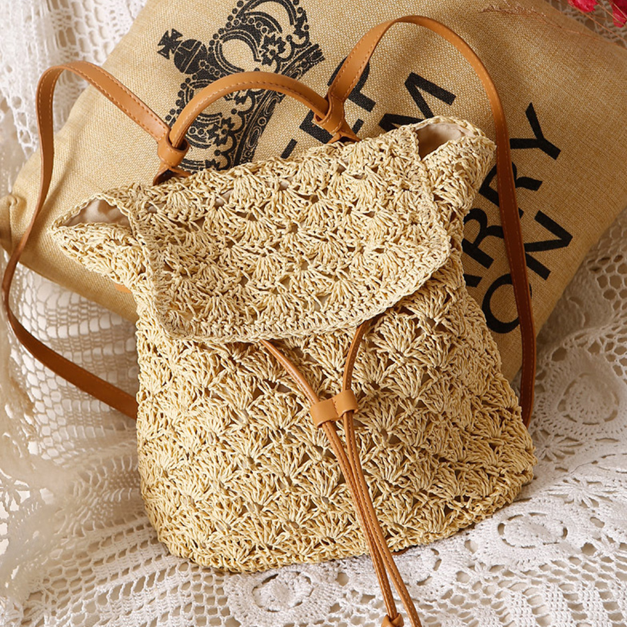 Summer's straw flip backpack n - مراجعة Embroidery Bali وسعره