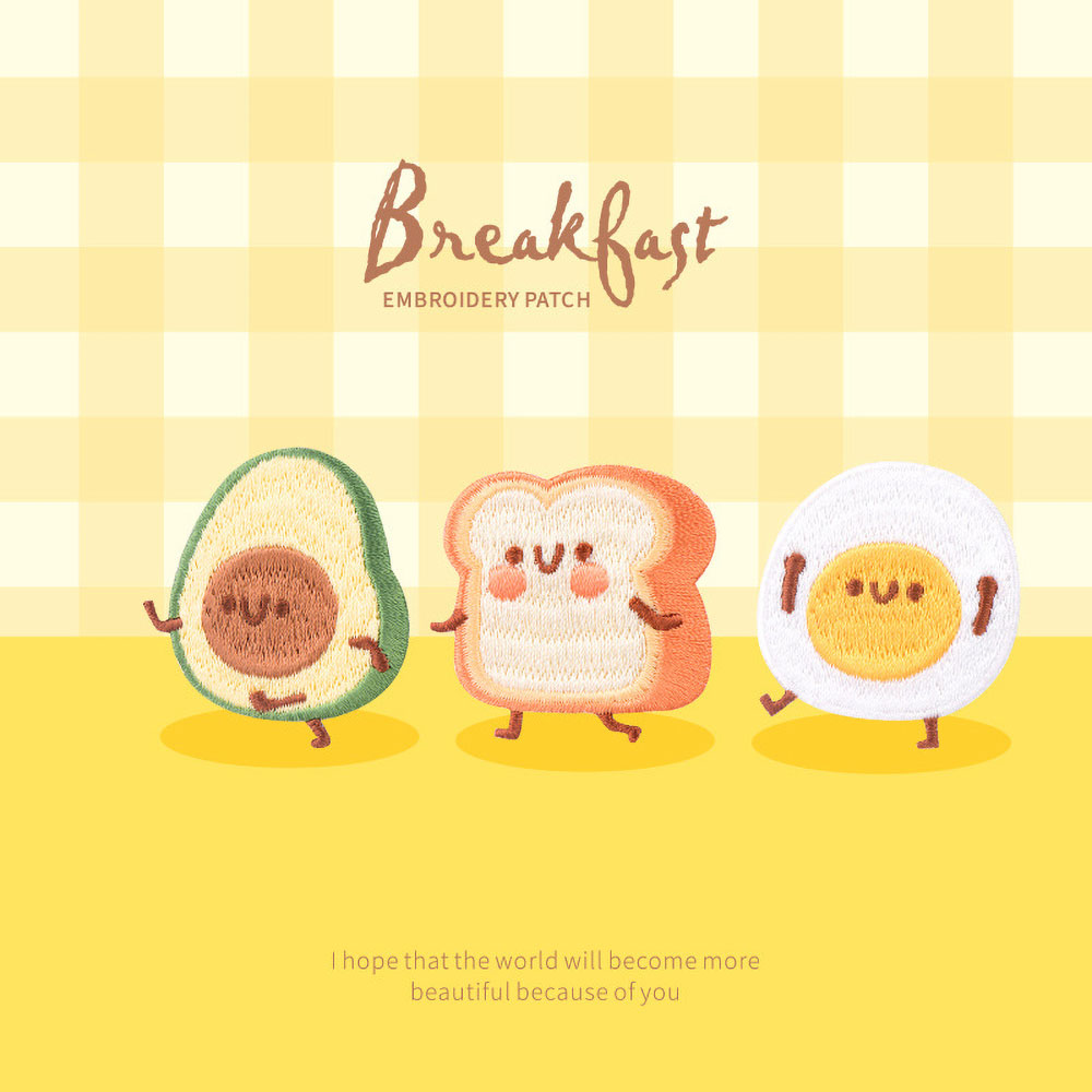 1 Piece Cute Breakfast Patch,  - مراجعة Embroidery Egg وسعره