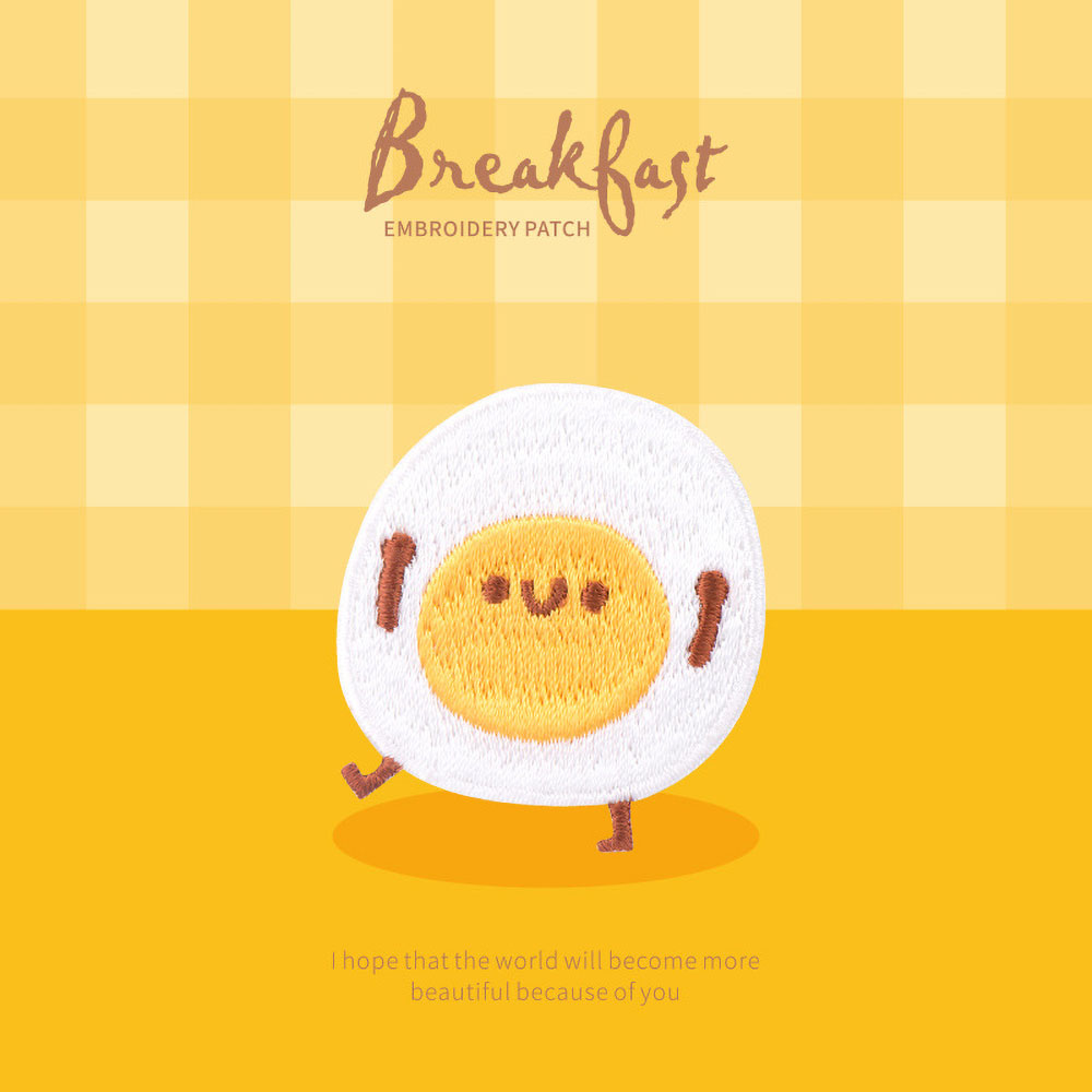 1 Piece Cute Breakfast Patch,  - مراجعة Embroidery Egg وسعره