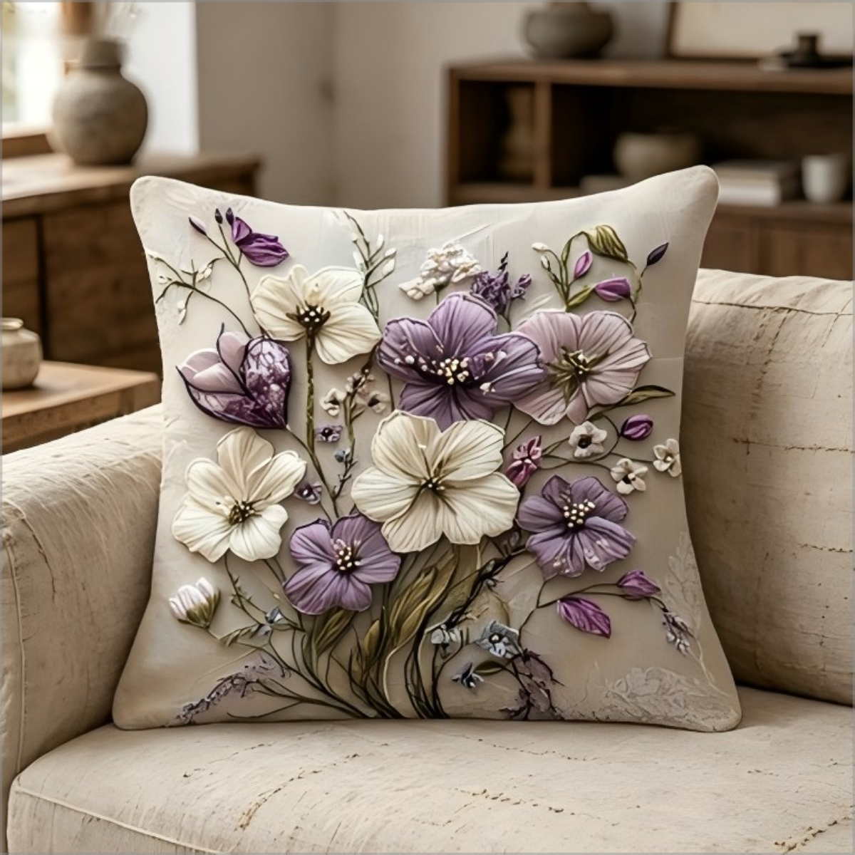 2D Effect Purple White Flower  - مراجعة Embroidery Effect وسعره