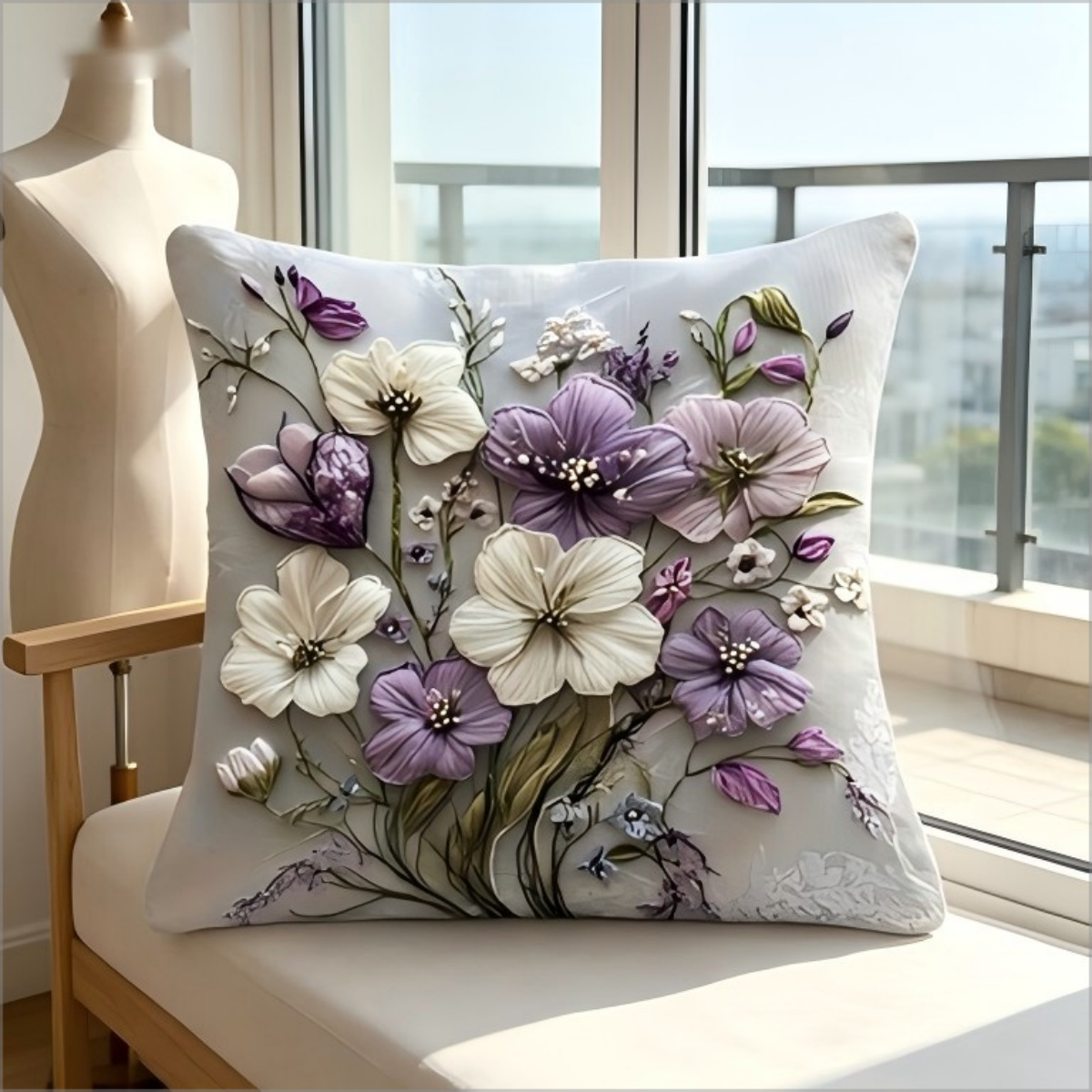 2D Effect Purple White Flower  - مراجعة Embroidery Effect وسعره