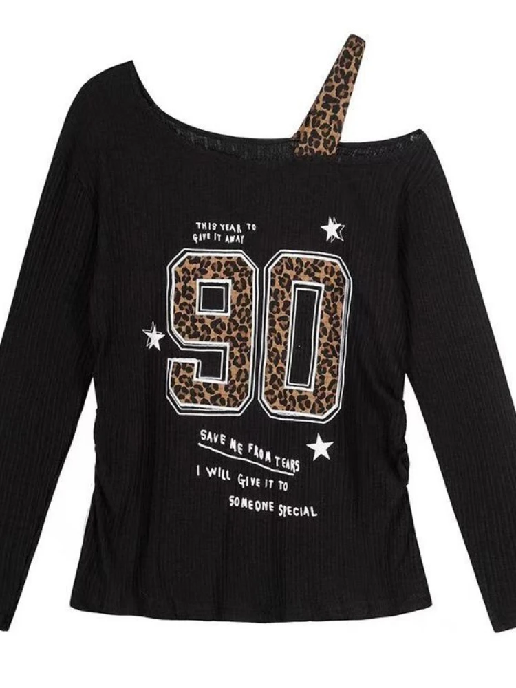 Y2K Patchwork Leopard Print T- - مراجعة Embroidery Fashion وسعره