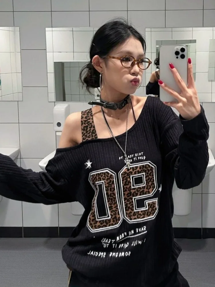 Y2K Patchwork Leopard Print T- - مراجعة Embroidery Fashion وسعره