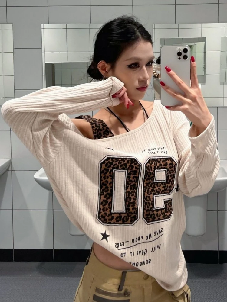 Y2K Patchwork Leopard Print T- - مراجعة Embroidery Fashion وسعره
