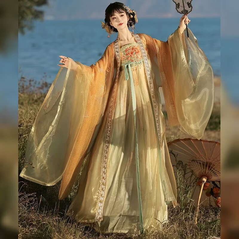Women's Traditional Chinese Ha - مراجعة Embroidery Yellow وسعره