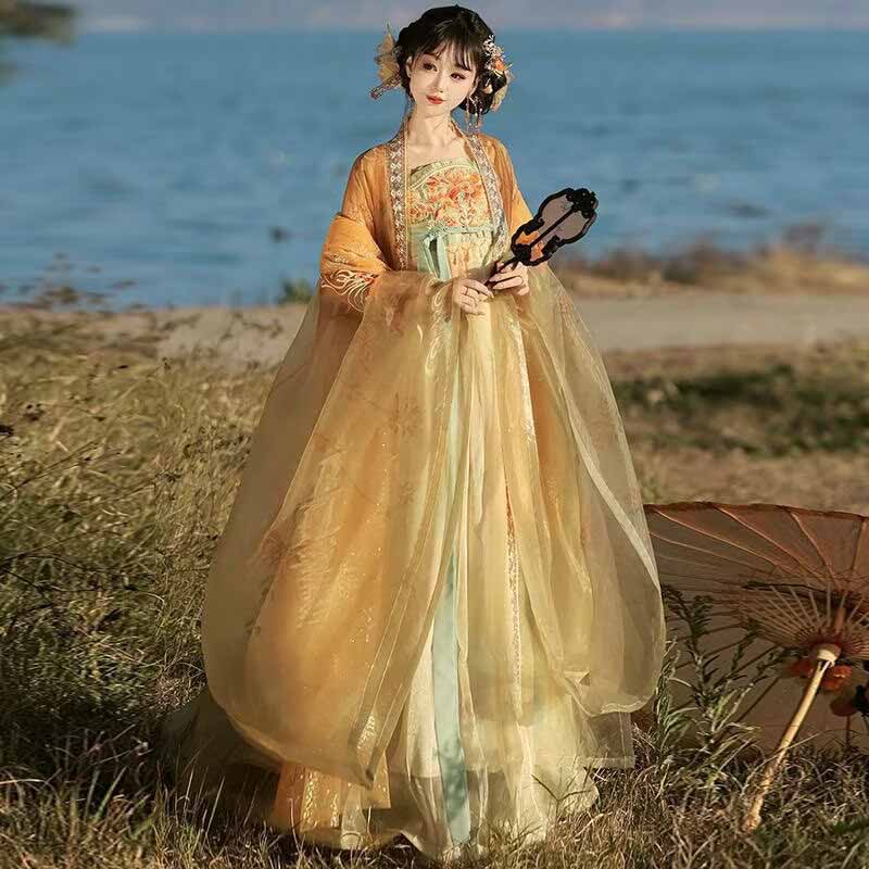 Women's Traditional Chinese Ha - مراجعة Embroidery Yellow وسعره