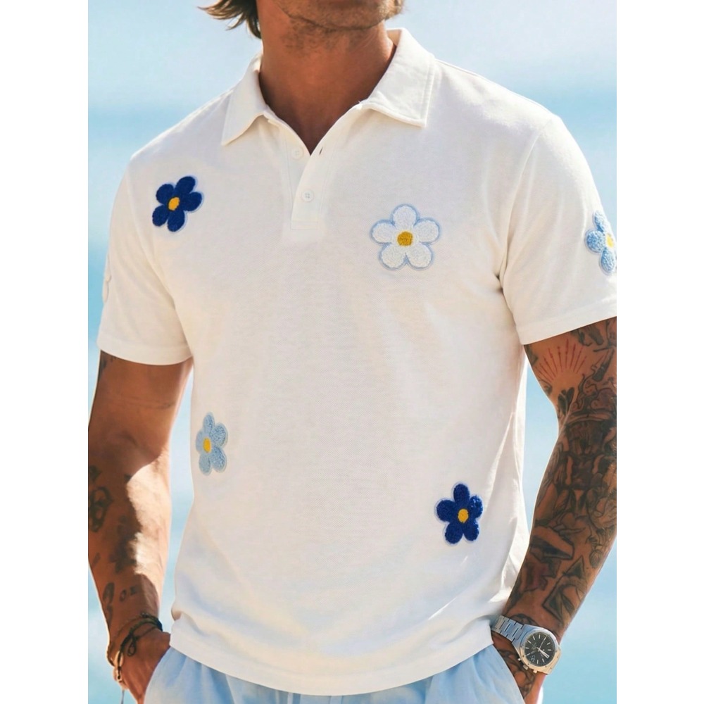 Men's Short Sleeve Polo Shirt  - مراجعة Embroidery Design 3D وسعره