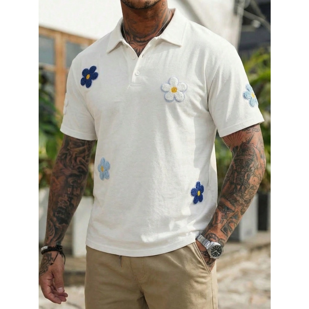 Men's Short Sleeve Polo Shirt  - مراجعة Embroidery Design 3D وسعره