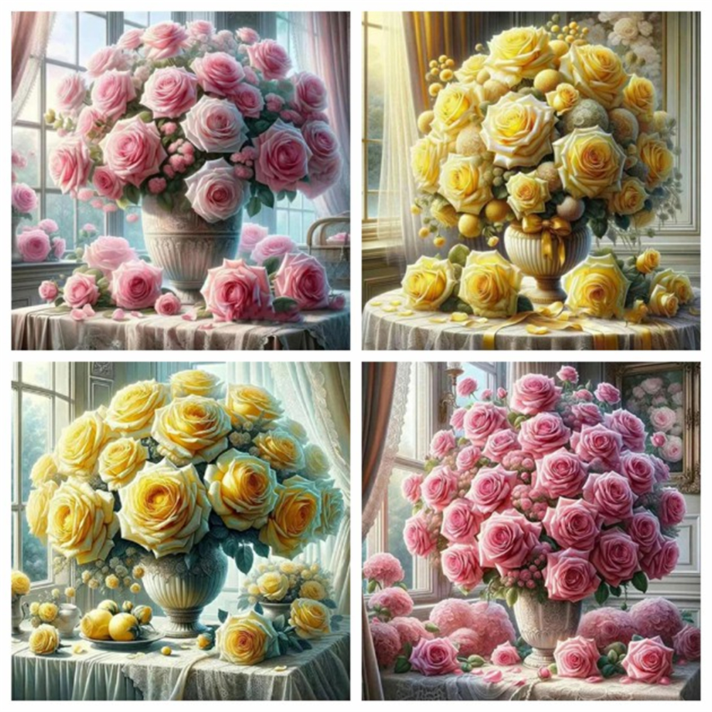 1PC frameless  5D Diy Diamond  - مراجعة Embroidery Rose Stitch وسعره