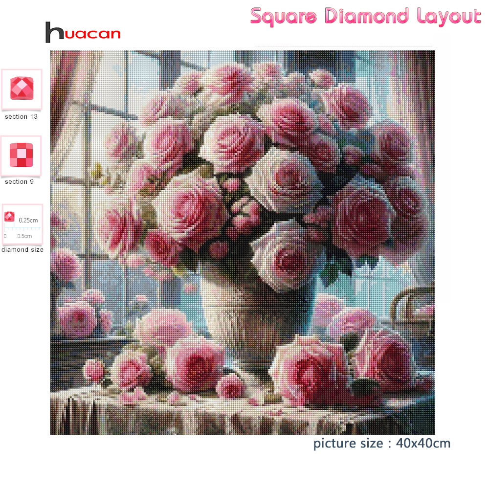1PC frameless  5D Diy Diamond  - مراجعة Embroidery Rose Stitch وسعره