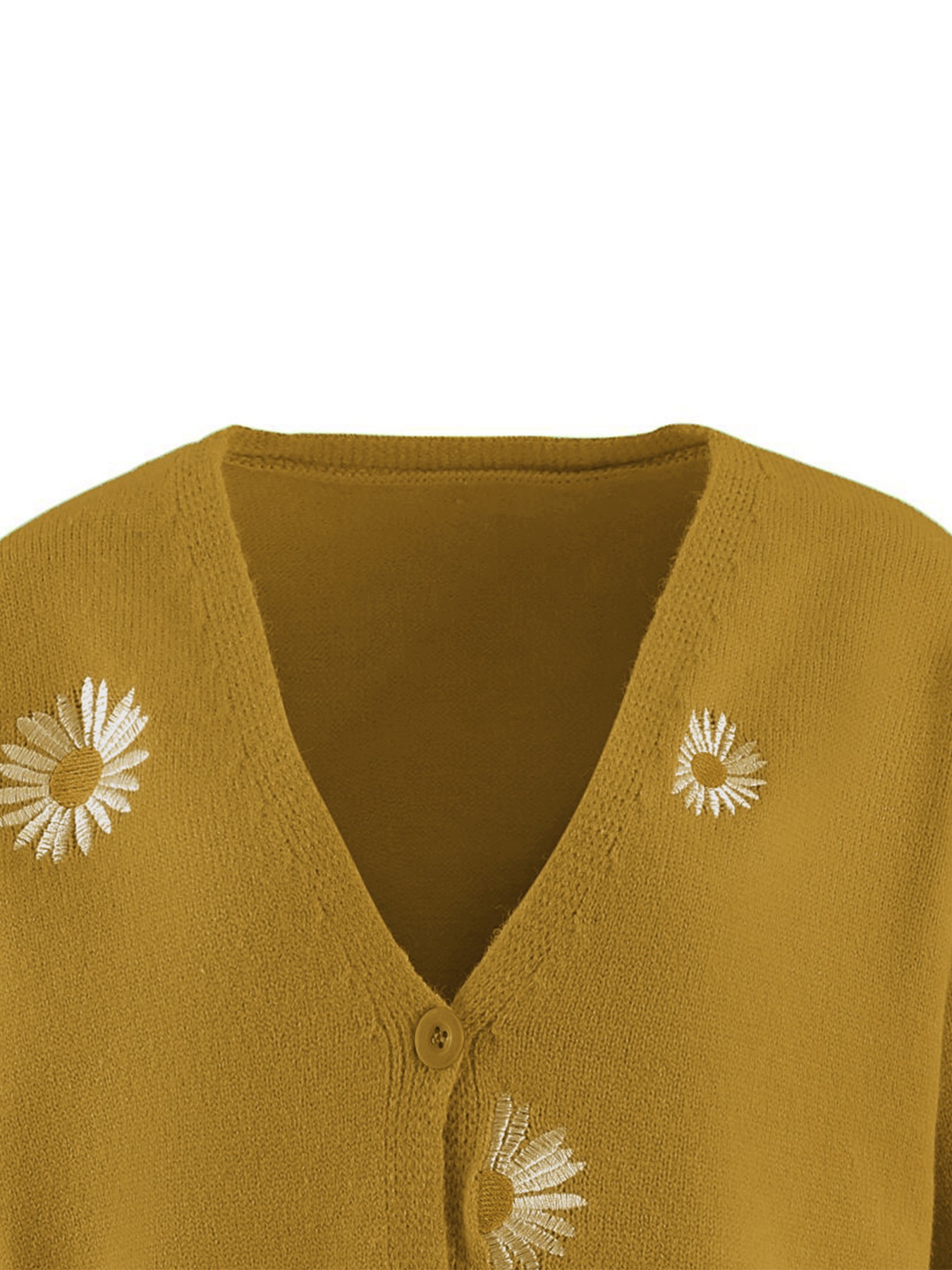 Women's Mustard Yellow Daisy E - مراجعة Embroidery Yellow وسعره
