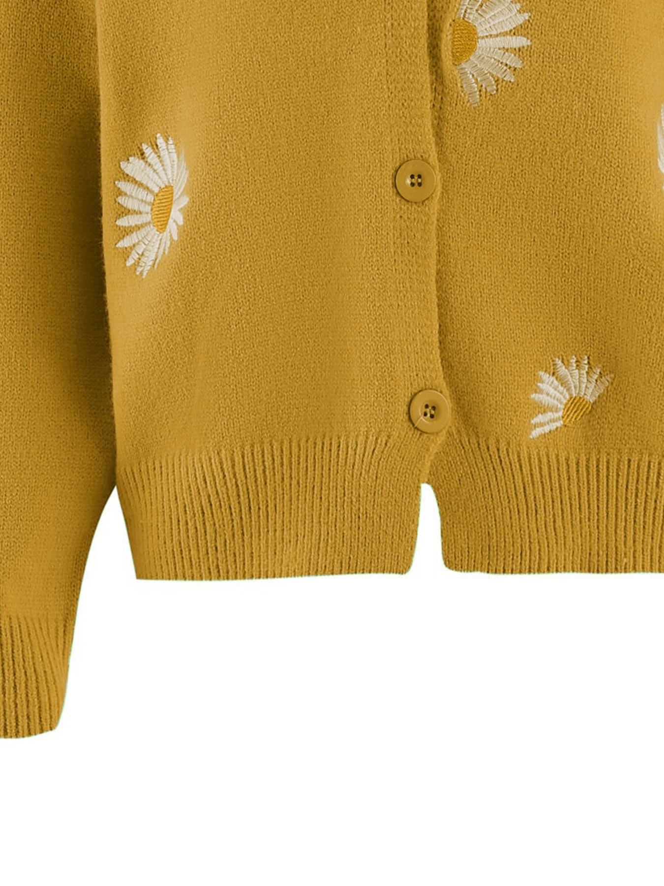 Women's Mustard Yellow Daisy E - مراجعة Embroidery Yellow وسعره