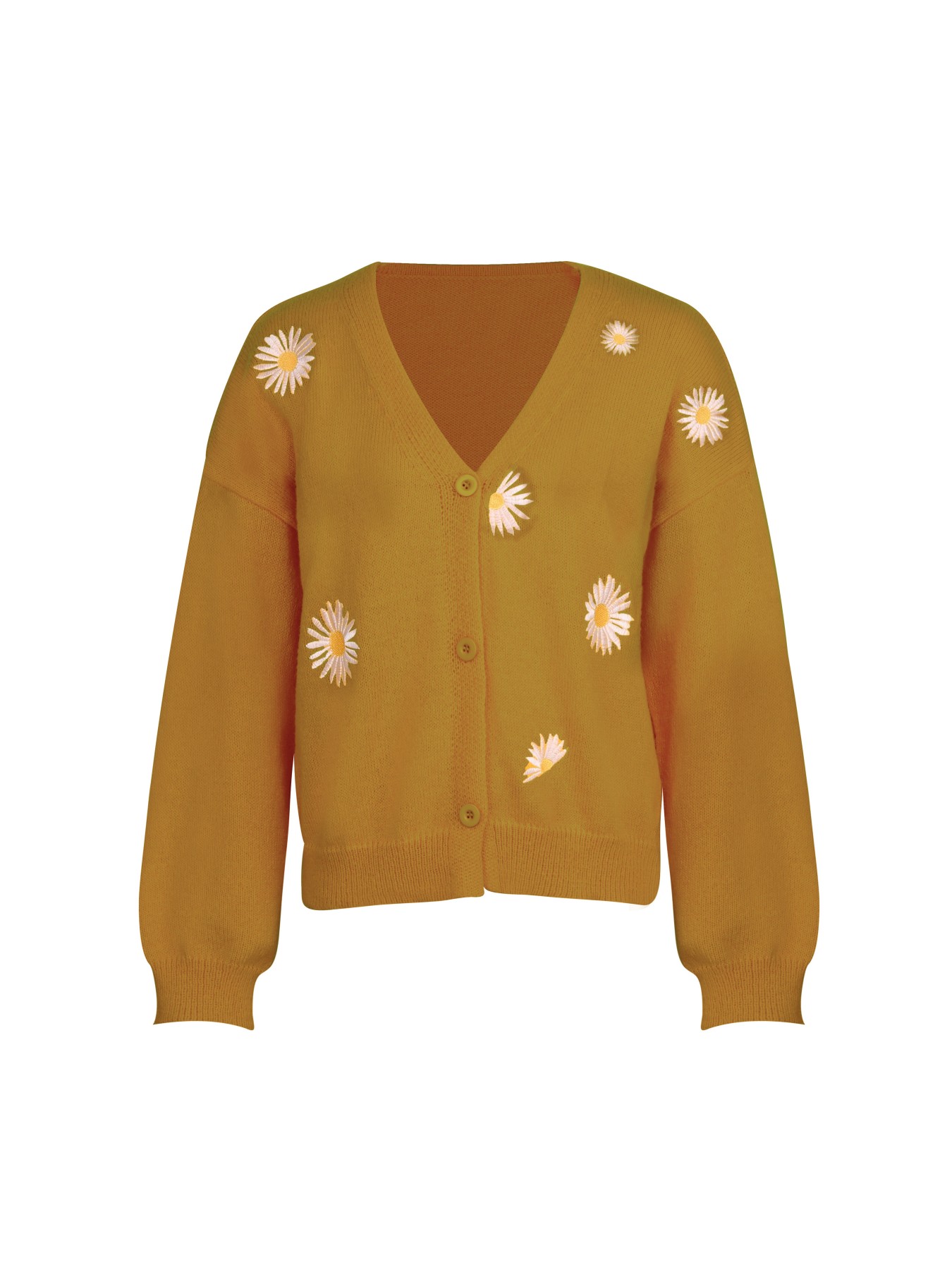 Women's Mustard Yellow Daisy E - مراجعة Embroidery Yellow وسعره