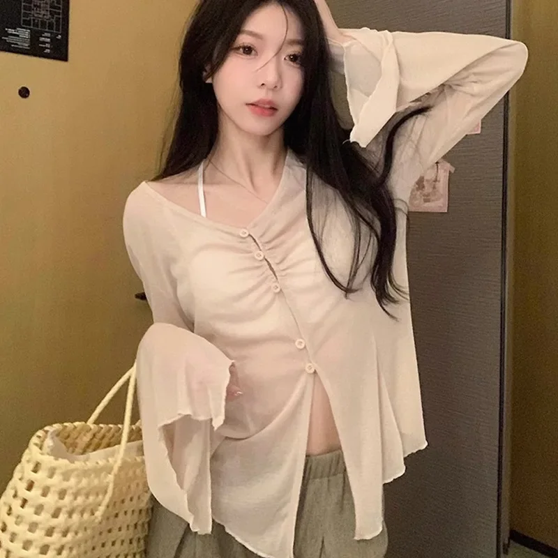 Sheer Flare Sleeve Blouse - Y2 - مراجعة Embroidery Fashion وسعره