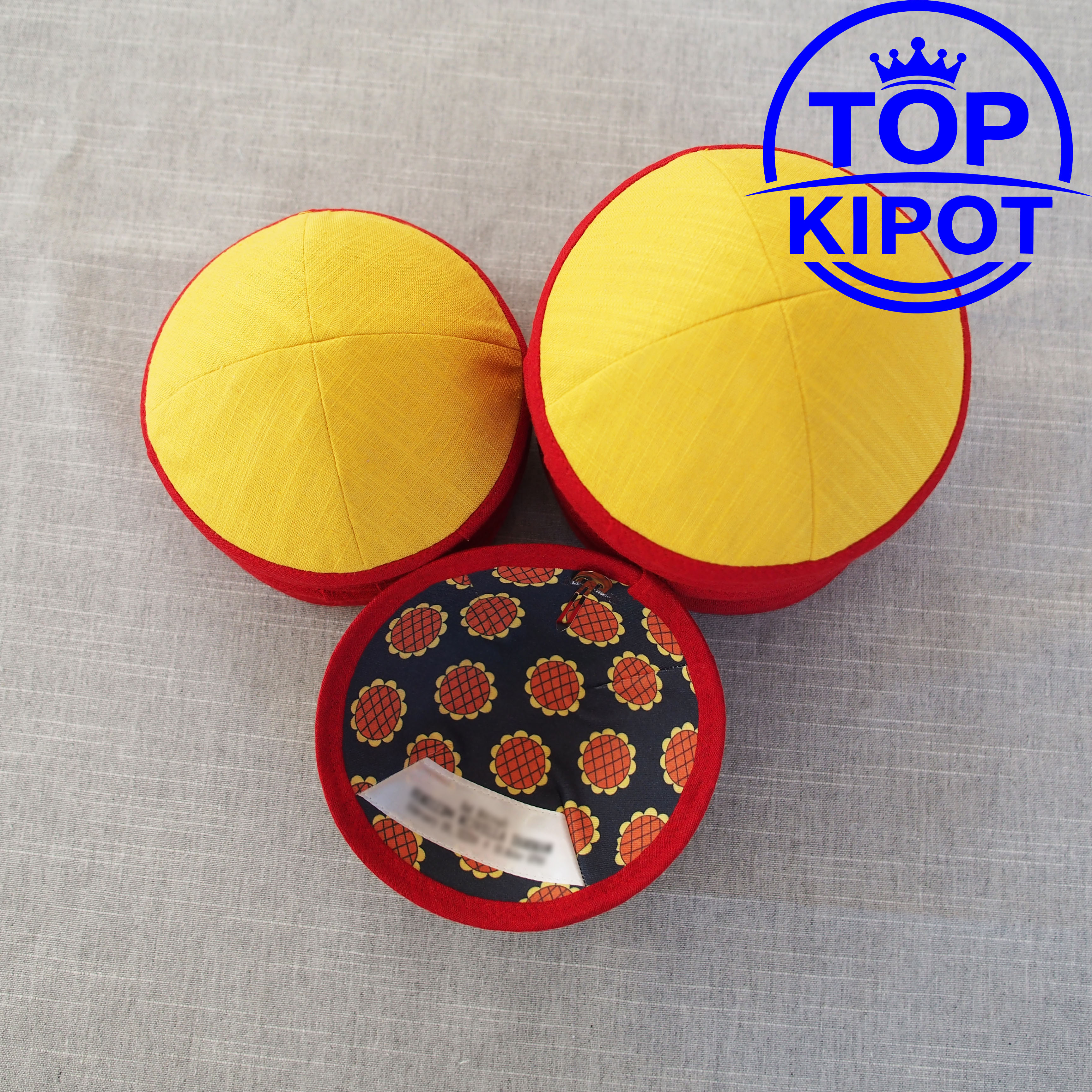 Yellow linen kippah without em - مراجعة Embroidery Yellow وسعره