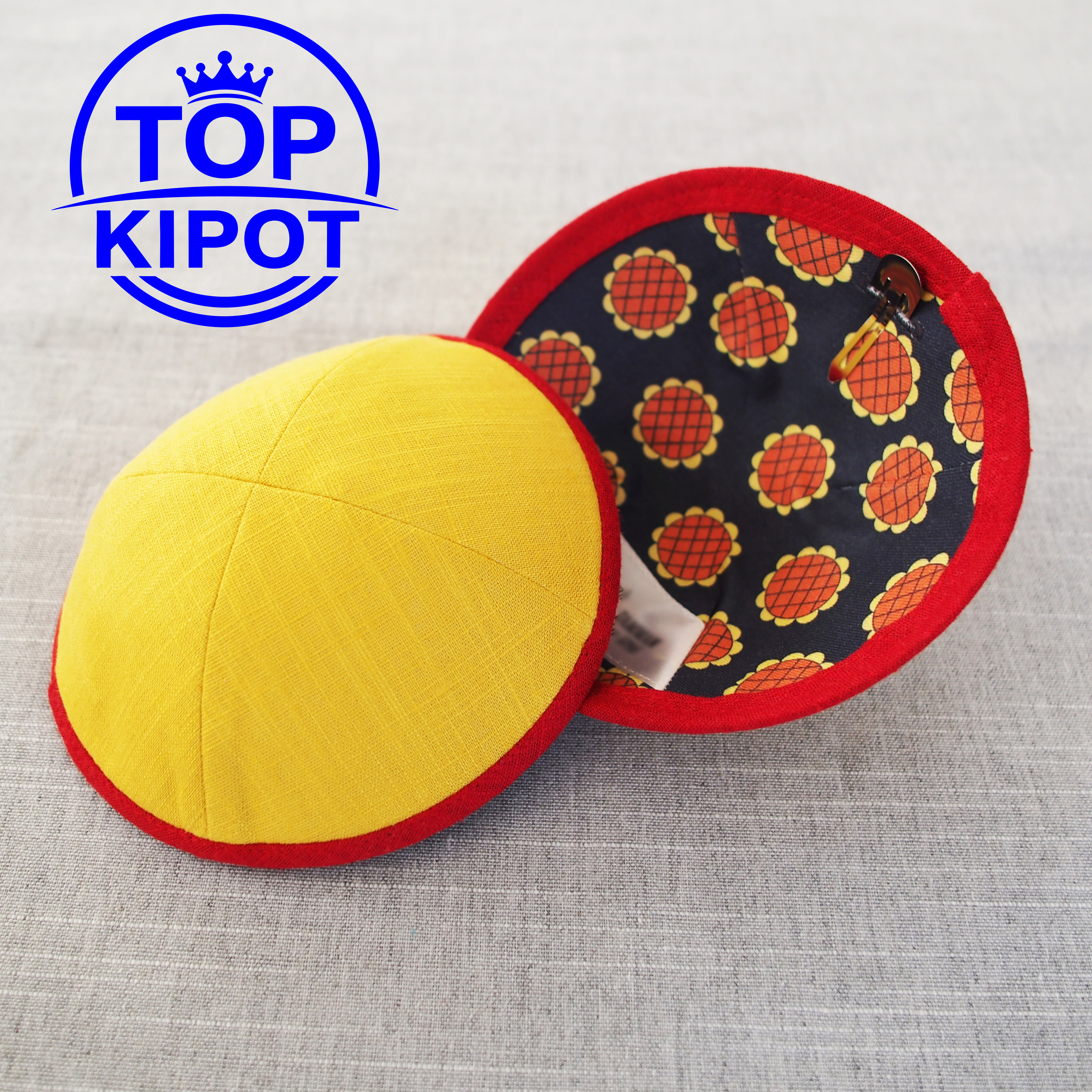 Yellow linen kippah without em - مراجعة Embroidery Yellow وسعره